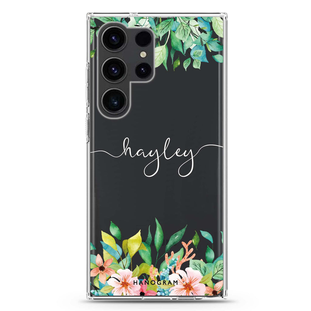 Floral Imagination Samsung Galaxy Ultra 可加名字透明保護殼，適用 S26/S25/S24/S23 Ultra，圖1