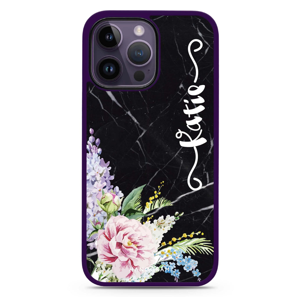 Floral & Black Marble Magsafe 兼容防衝擊保護殼