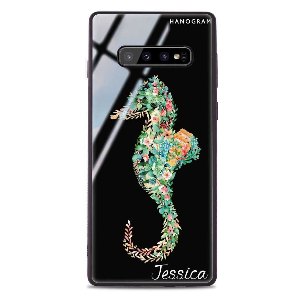 Floral Seahorse Samsung S10 Plus 超薄強化玻璃殻