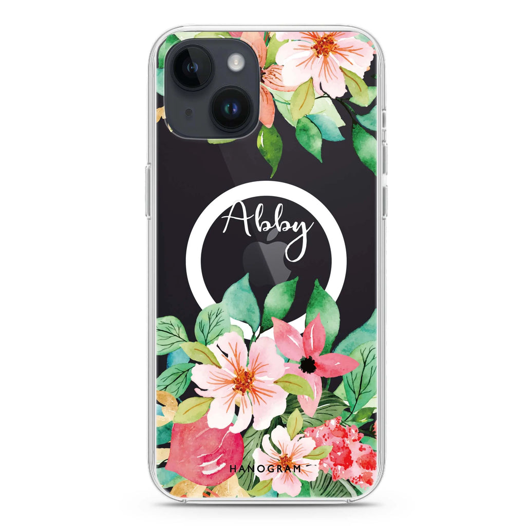 Floral Life iPhone 14 Plus Magsafe 兼容水晶透明保護殼