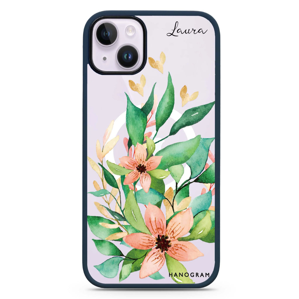 Floral Bloom iPhone 14 Plus Magsafe 兼容防衝擊保護殼