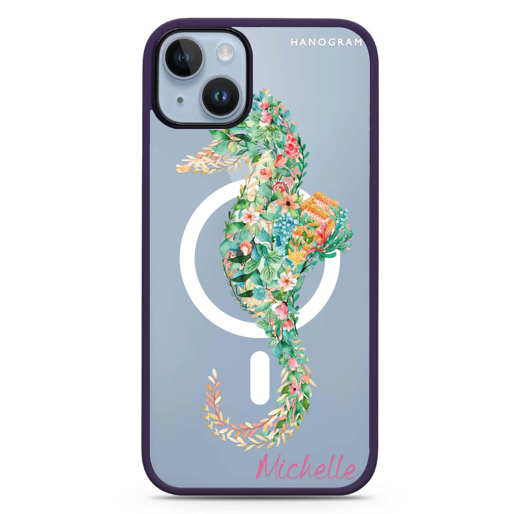 Floral Seahorse iPhone 14 Plus Magsafe 兼容防衝擊保護殼
