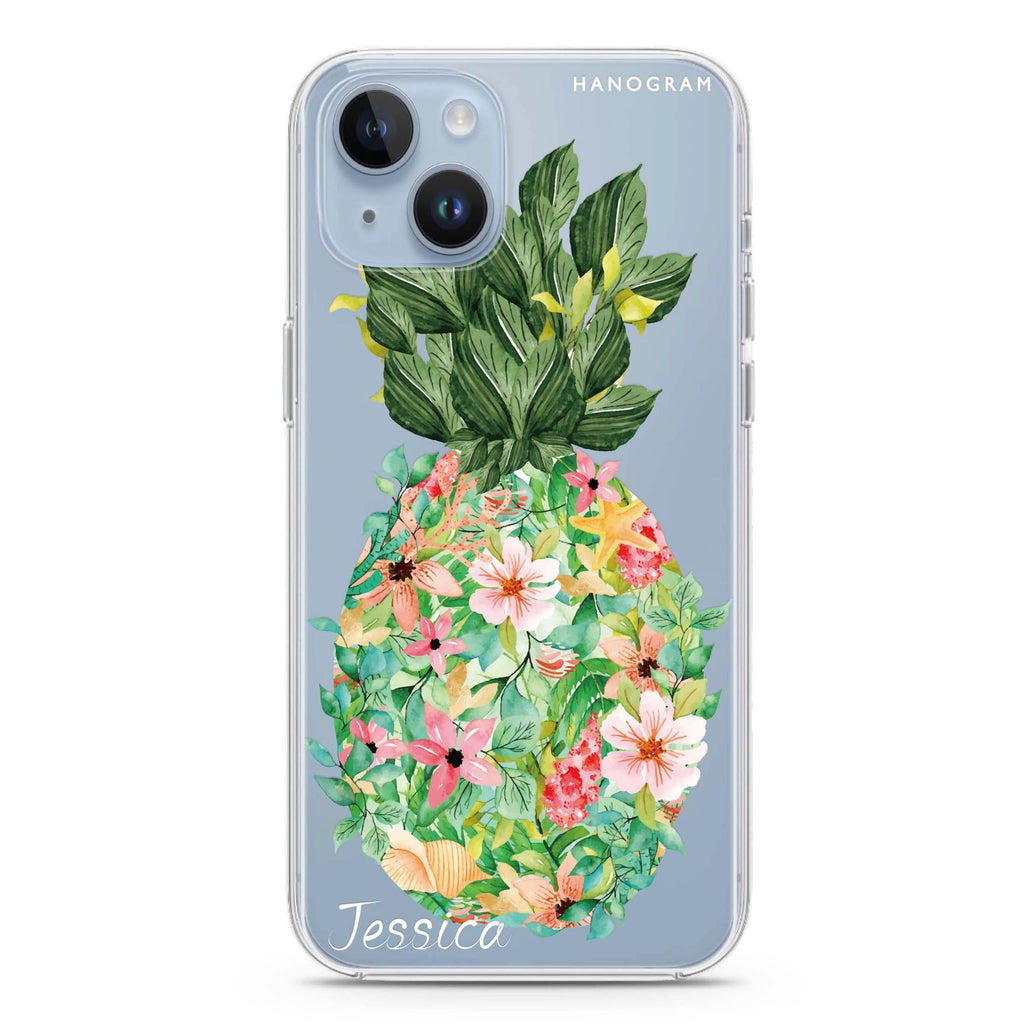 Floral Pineapple iPhone 14 plus 水晶透明保護殼