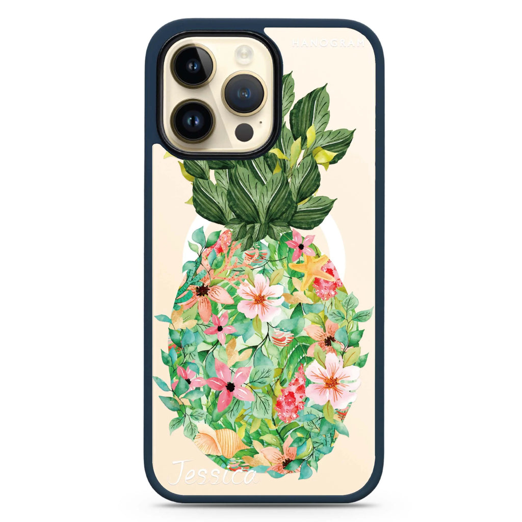Floral Pineapple Magsafe 兼容防衝擊保護殼