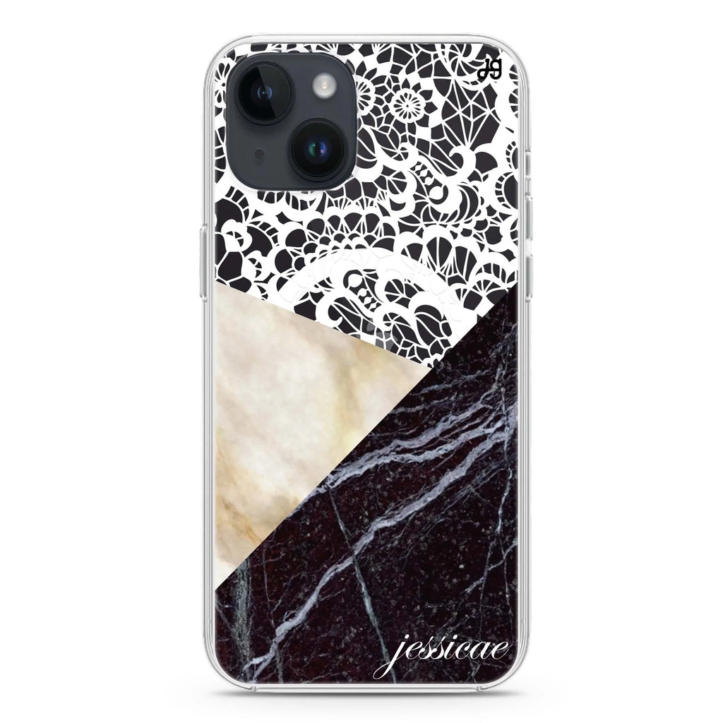 Marble Lace iPhone 14 Magsafe 兼容水晶透明保護殼
