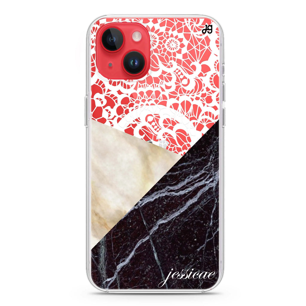 Marble Lace iPhone 14 Plus Magsafe 兼容水晶透明保護殼