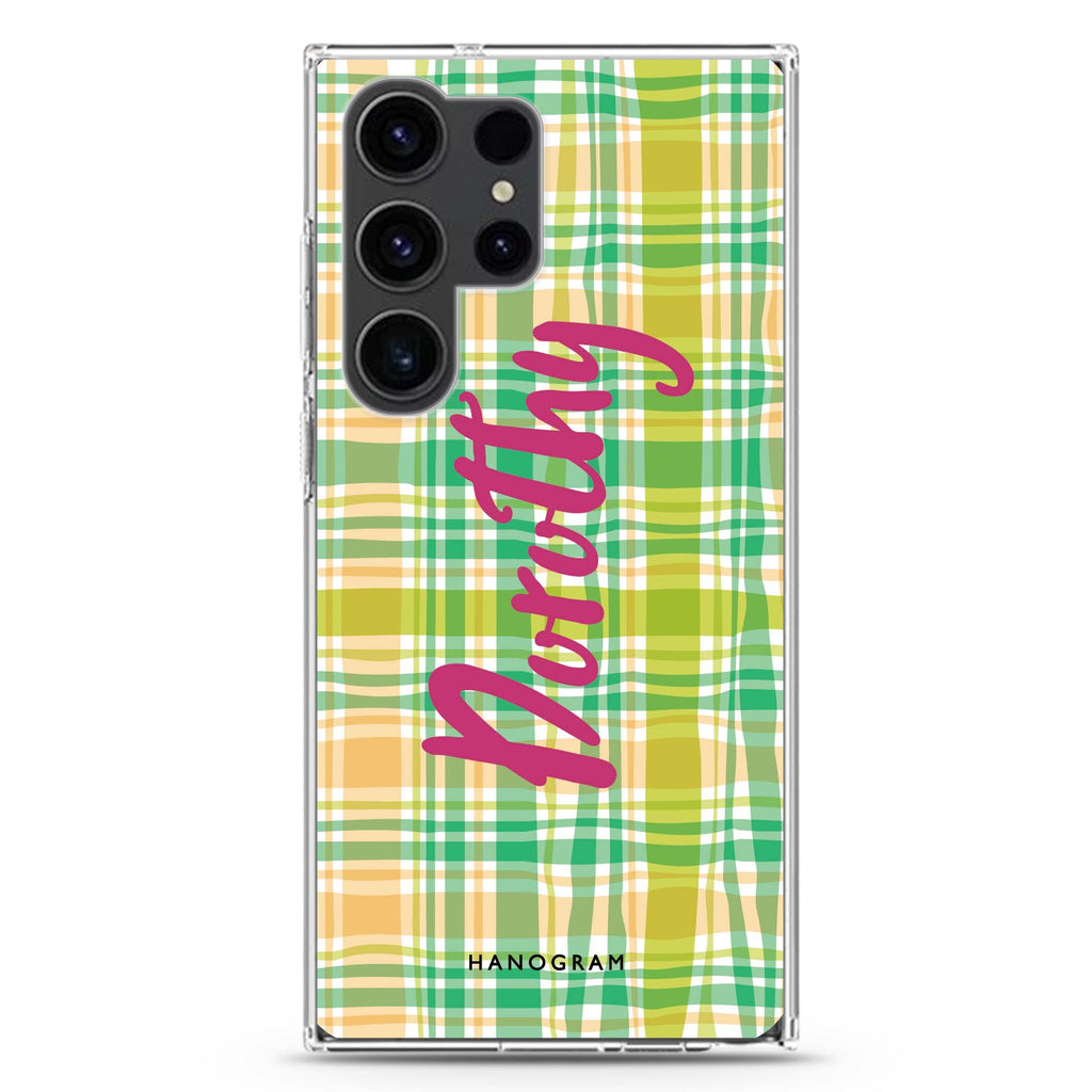 Plaid Samsung Galaxy Ultra 可加名字透明保護殼，適用 S26/S25/S24/S23 Ultra，圖1