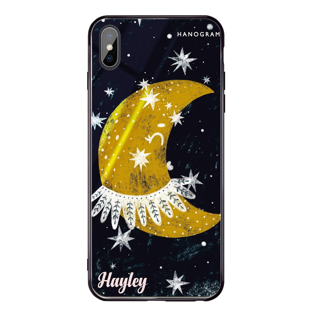 Cute Half Moon iPhone XS 超薄強化玻璃殻