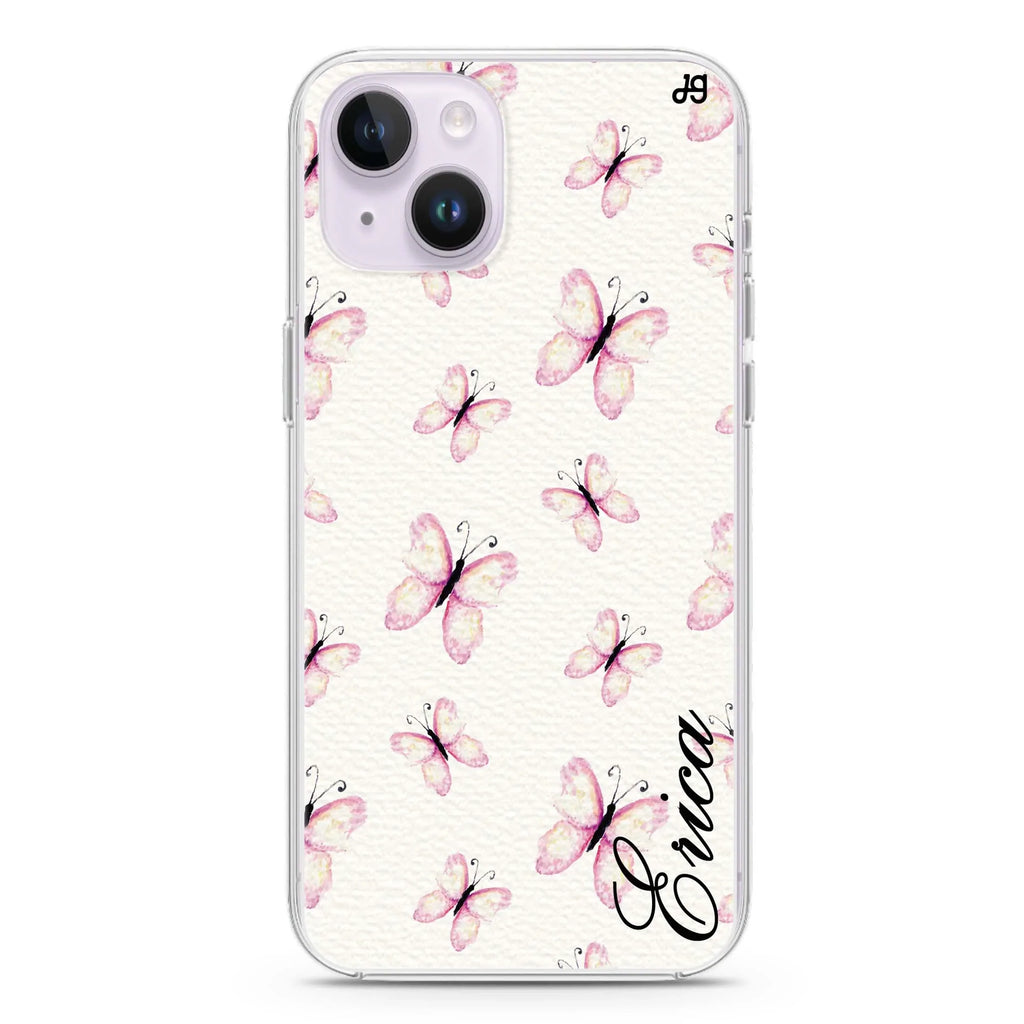 Vintage Butterfly iPhone 14 Magsafe 兼容水晶透明保護殼