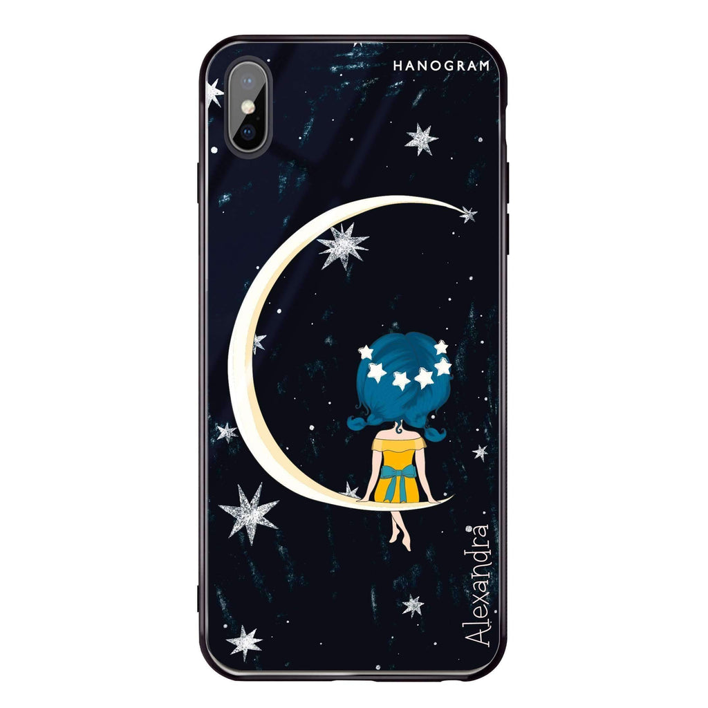 Cute Girl Moon iPhone X 超薄強化玻璃殻