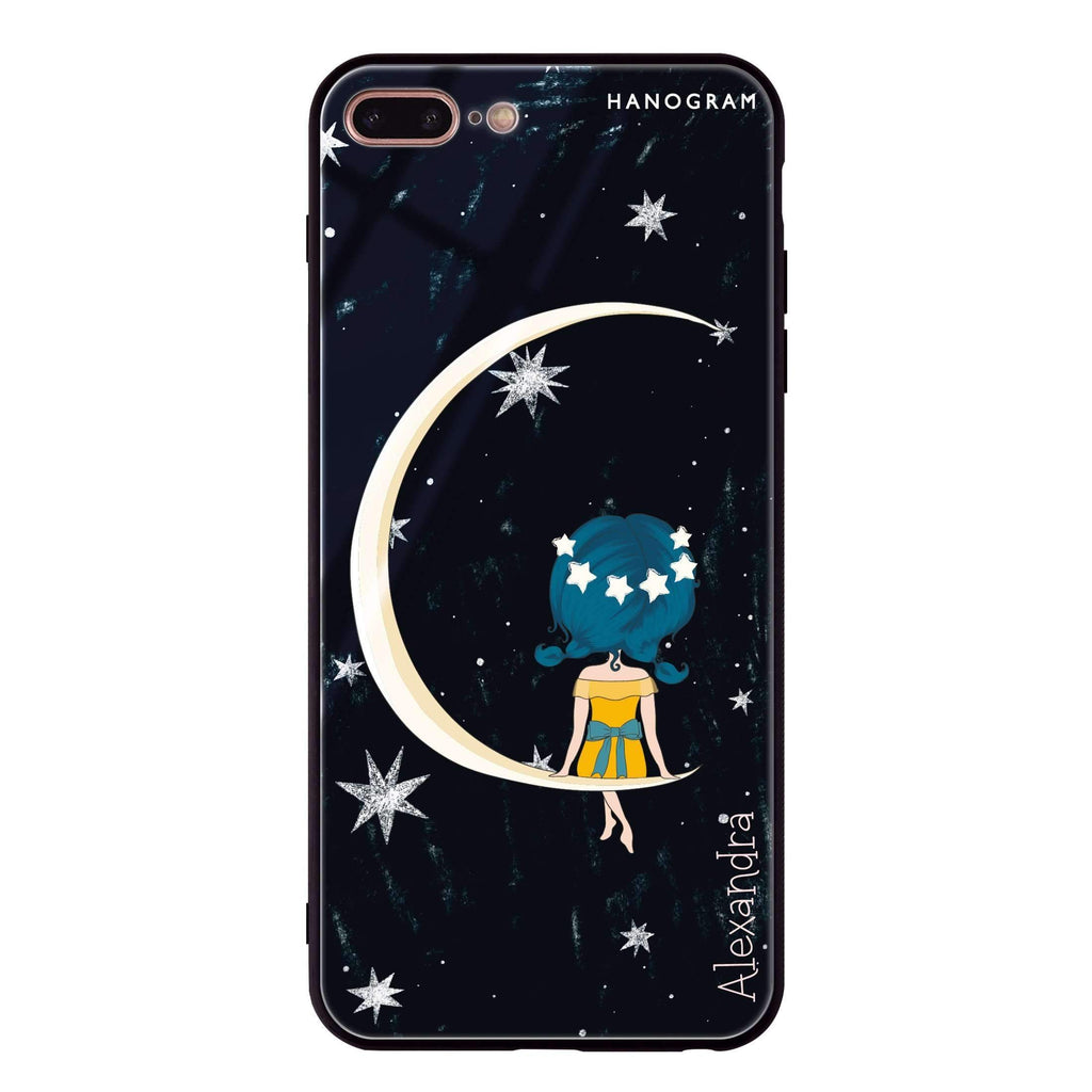 Cute Girl Moon iPhone 8 Plus 超薄強化玻璃殻
