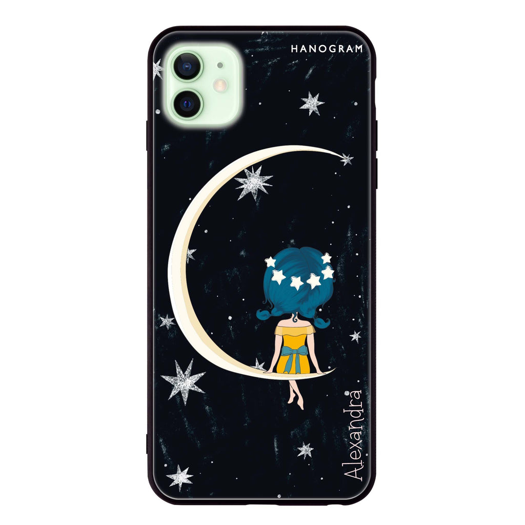 Cute Girl Moon iPhone 12 超薄強化玻璃殻