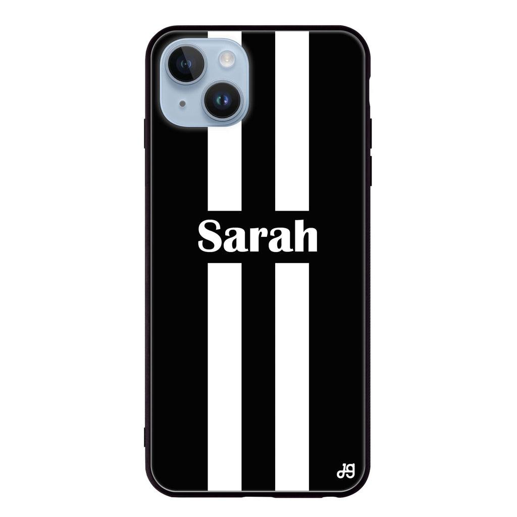 Black and white Stripes iPhone 13 Mini 超薄強化玻璃殻