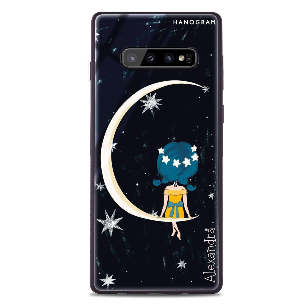 Cute Girl Moon Samsung 超薄強化玻璃殻