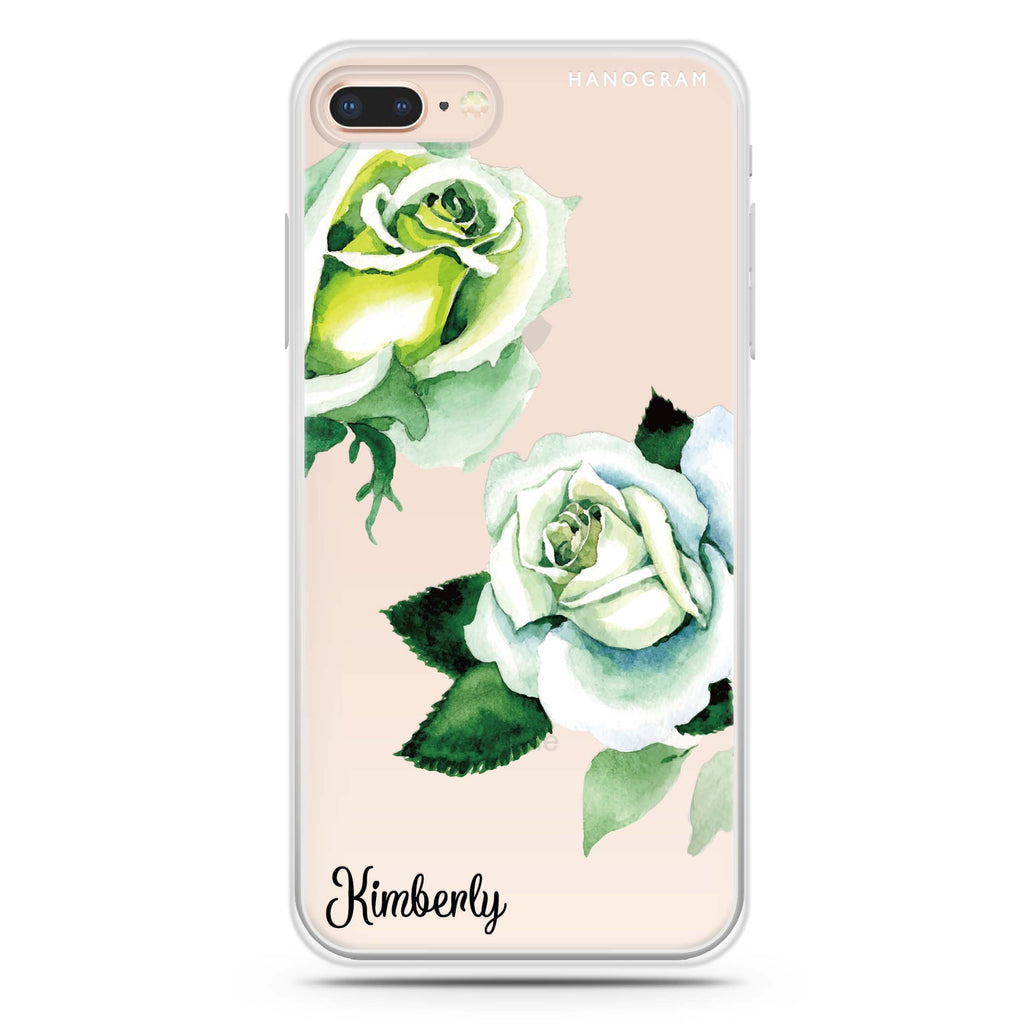 White Rose iPhone 8 Plus 水晶透明保護殼