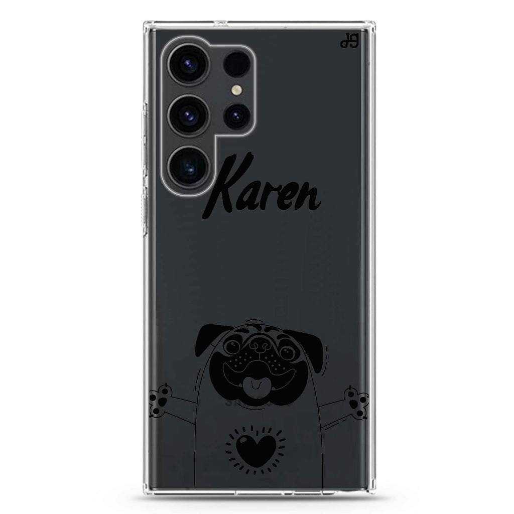 Lovely Pug Samsung Galaxy Ultra 可加名字透明保護殼，適用 S26/S25/S24/S23 Ultra，圖1