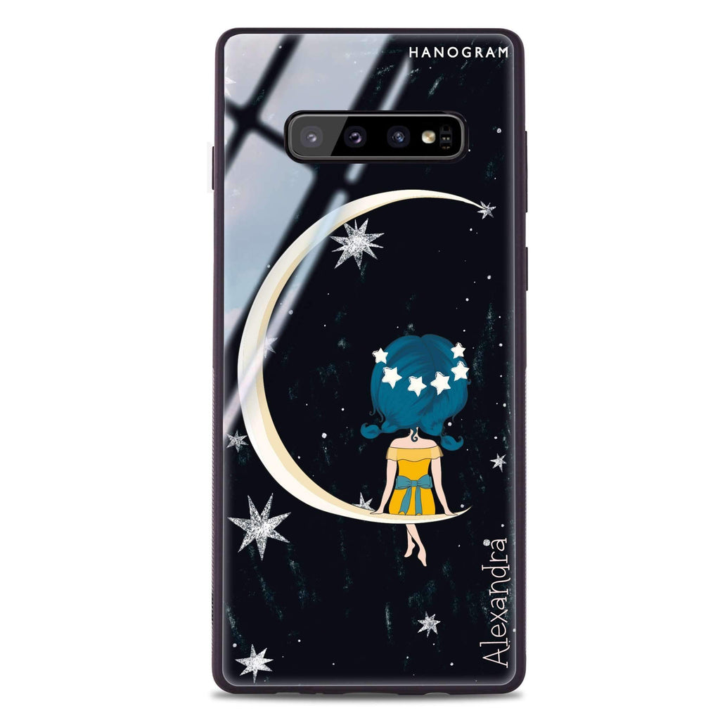 Cute Girl Moon Samsung S10 Plus 超薄強化玻璃殻