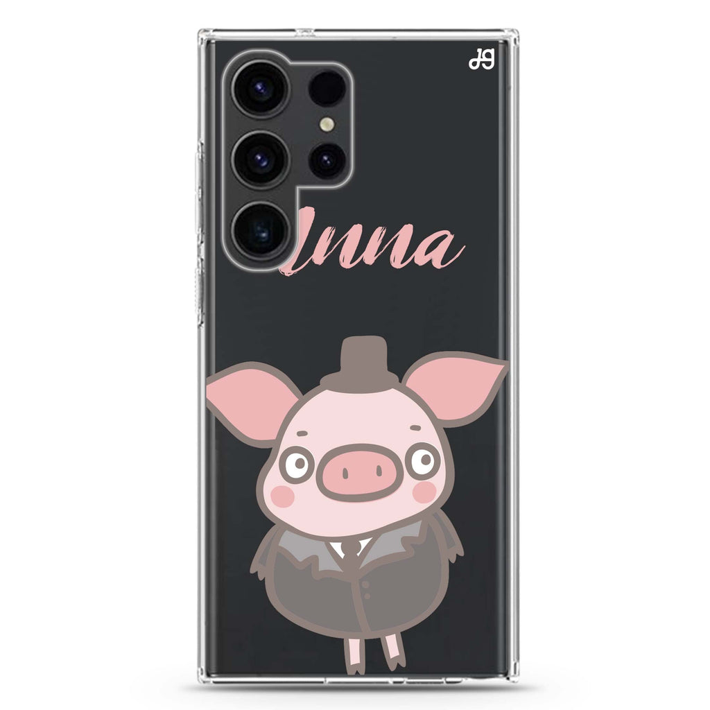 Funny Piggy Samsung Galaxy Ultra 可加名字透明保護殼，適用 S26/S25/S24/S23 Ultra，圖1