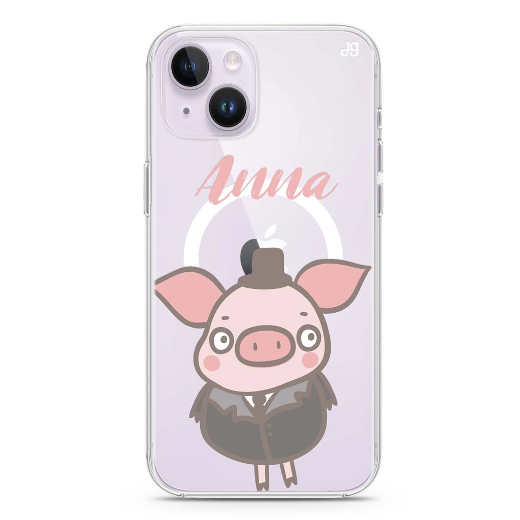 Funny Piggy iPhone 14 Plus Magsafe 兼容水晶透明保護殼