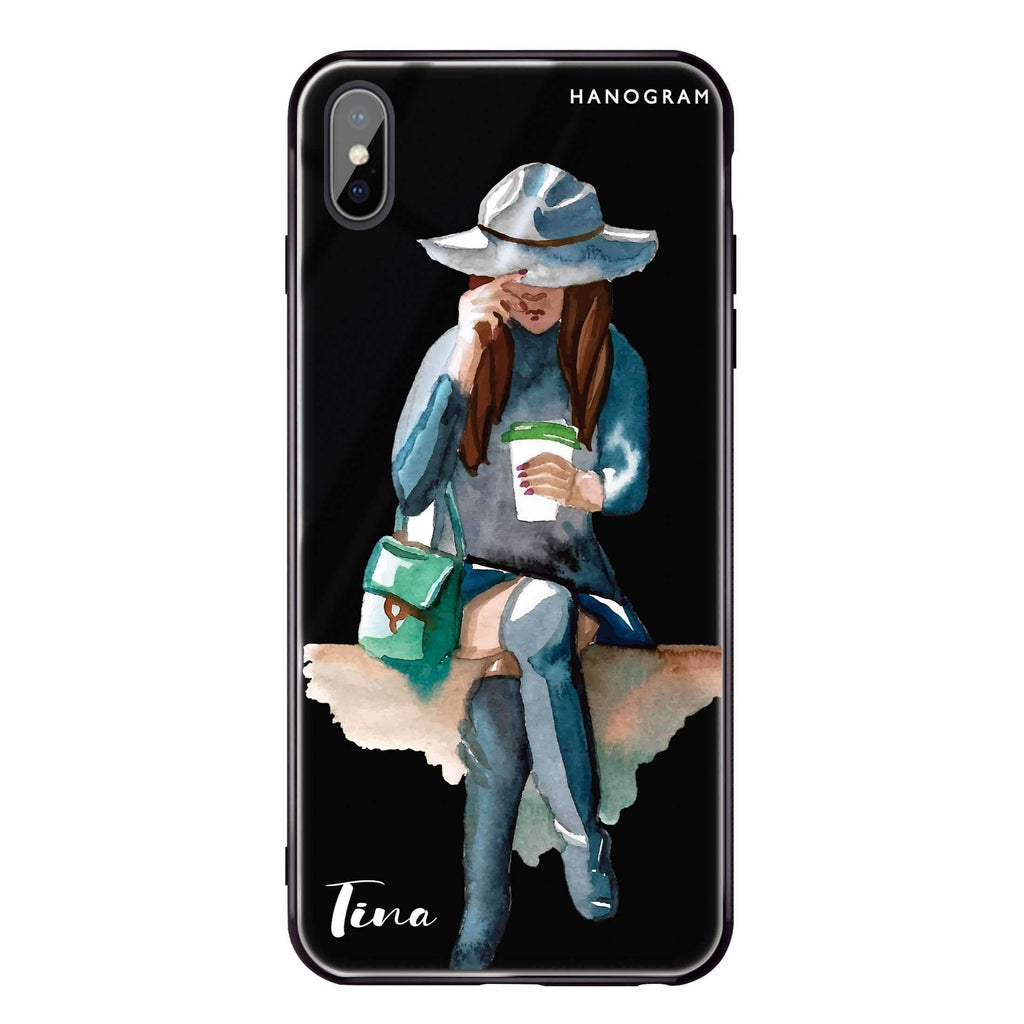 Coffee Girl iPhone XS 超薄強化玻璃殻