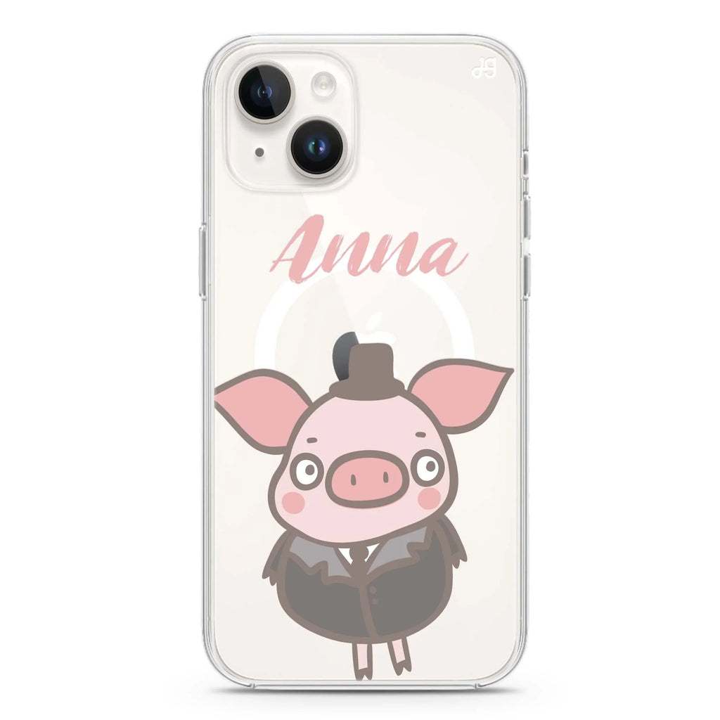 Funny Piggy iPhone 14 Magsafe 兼容水晶透明保護殼
