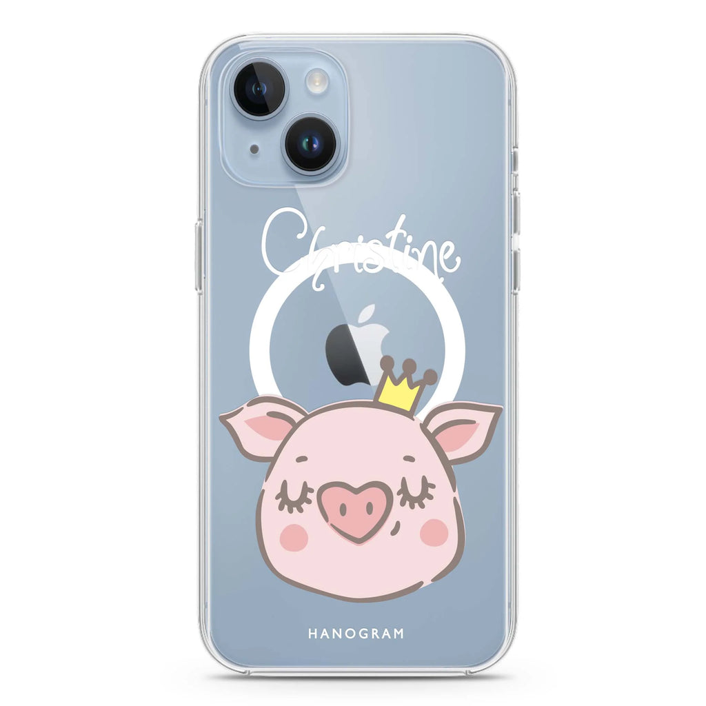 Piggy Queen iPhone 14 Plus Magsafe 兼容水晶透明保護殼