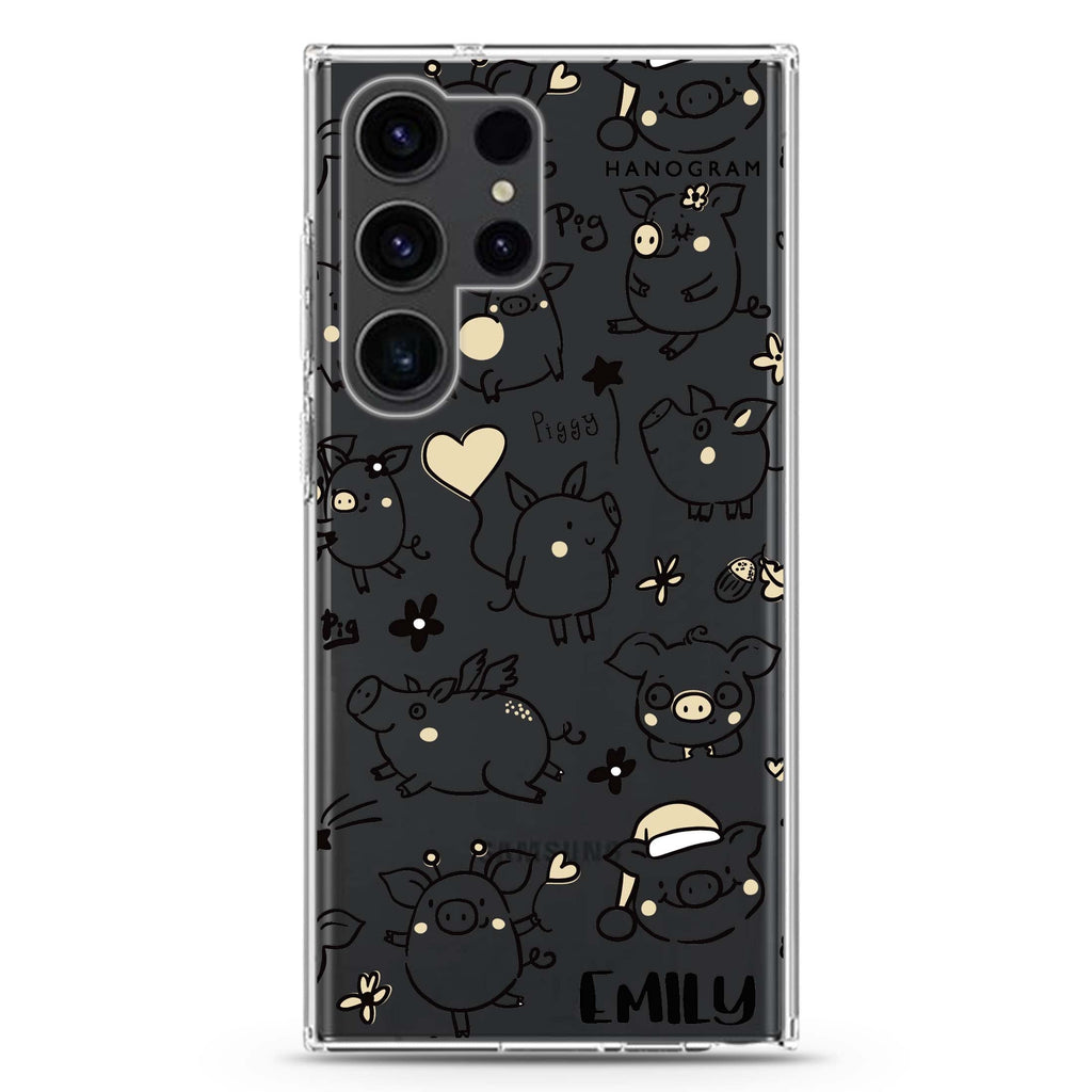 Lovely Piggy Samsung Galaxy Ultra 可加名字透明保護殼，適用 S26/S25/S24/S23 Ultra，圖1