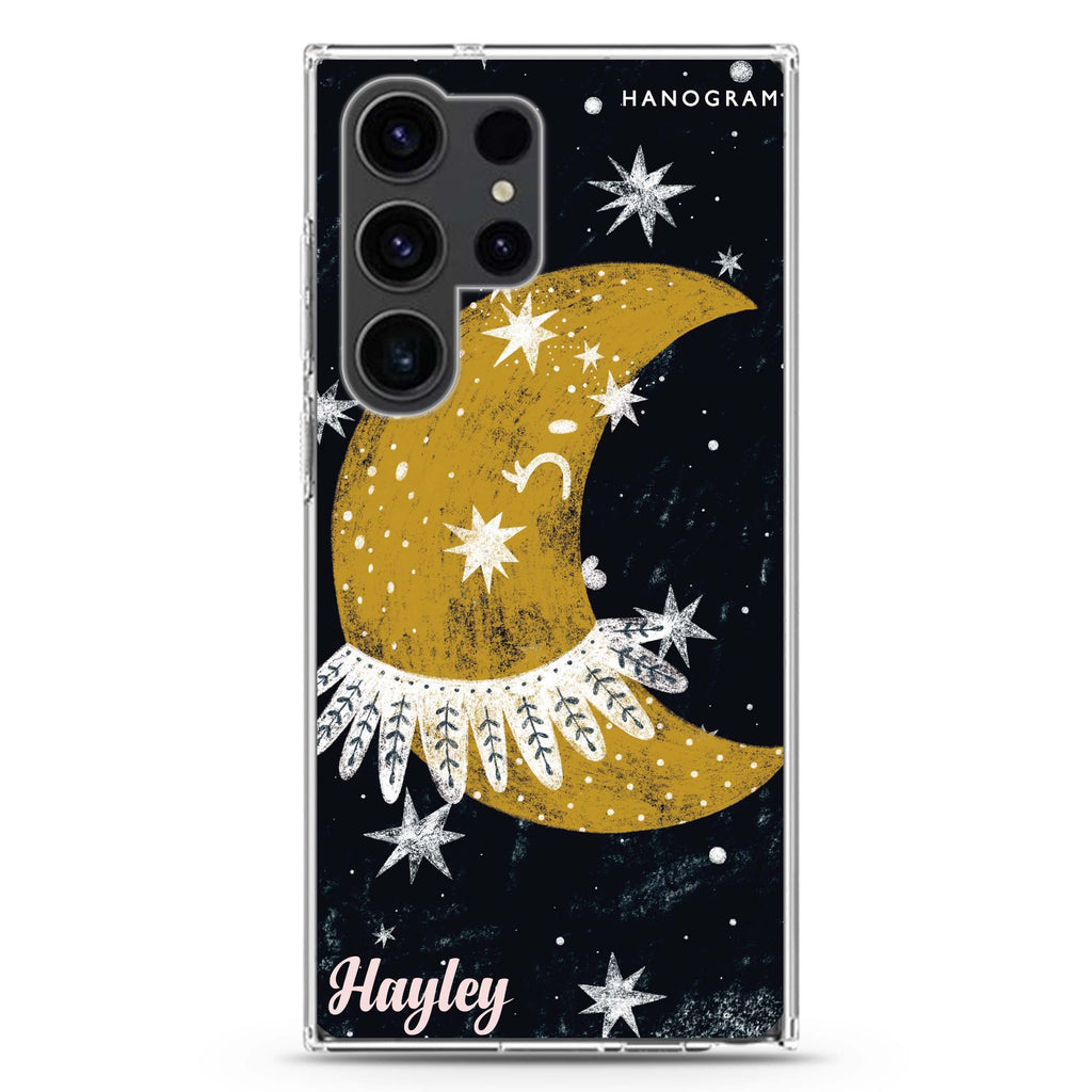 Cute Half Moon Samsung Galaxy Ultra 可加名字透明保護殼，適用 S26/S25/S24/S23 Ultra，圖1