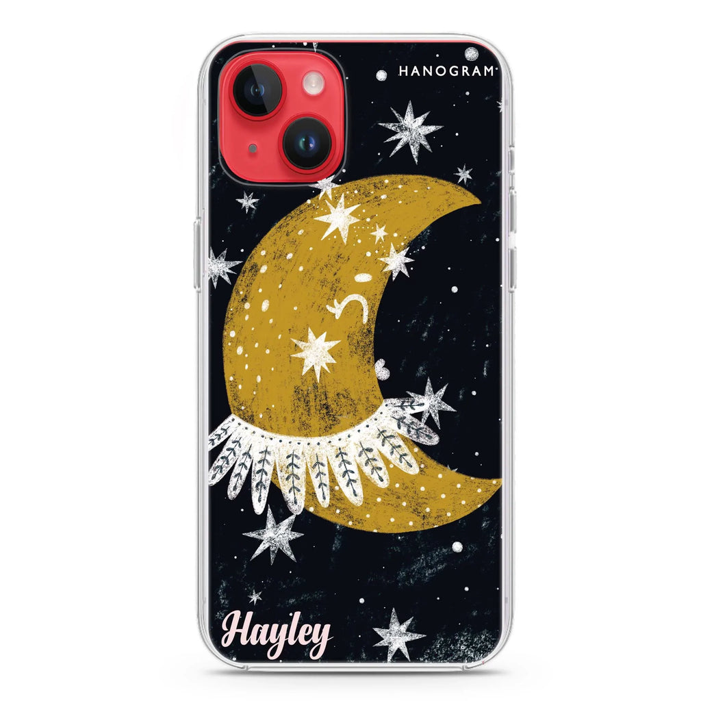 Cute Half Moon iPhone 14 Magsafe 兼容水晶透明保護殼