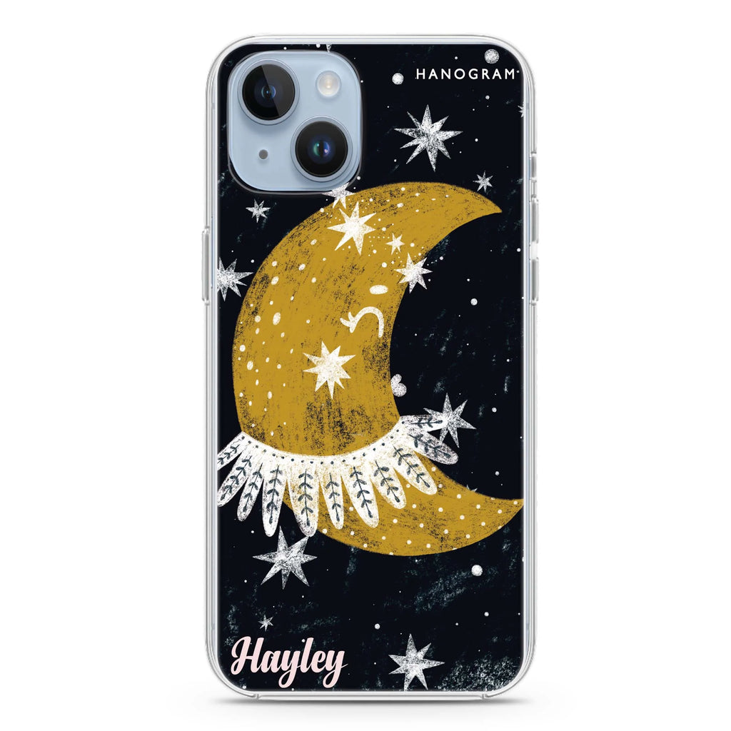 Cute Half Moon iPhone 14 Plus Magsafe 兼容水晶透明保護殼