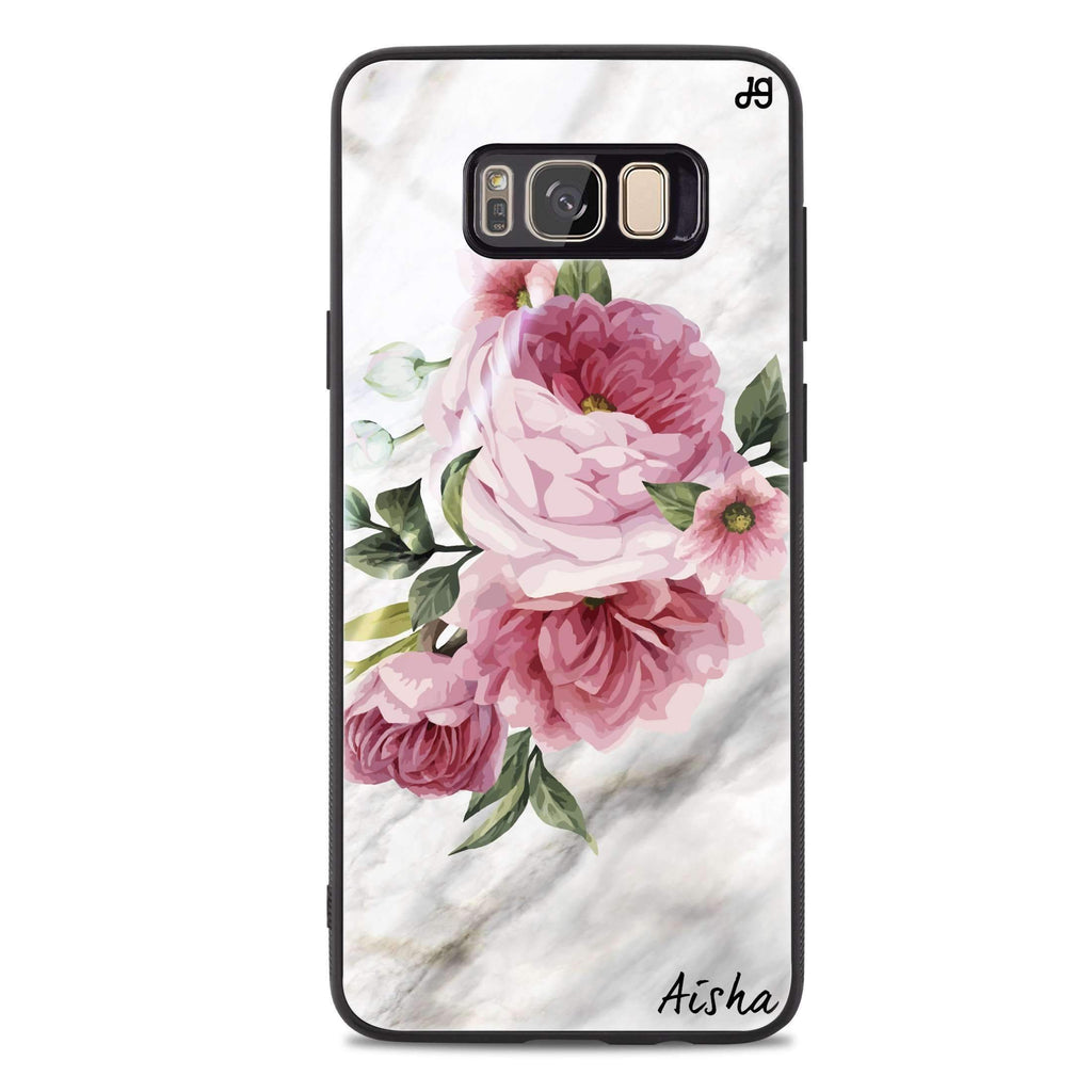 Floral & Marble Samsung S8 Plus 超薄強化玻璃殻