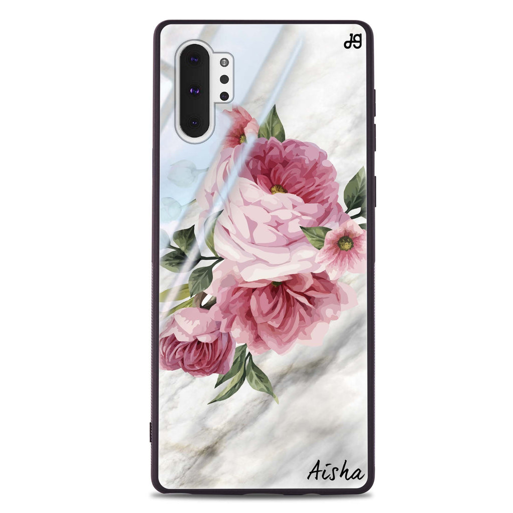 Floral & Marble Samsung Note 10 Plus 超薄強化玻璃殻