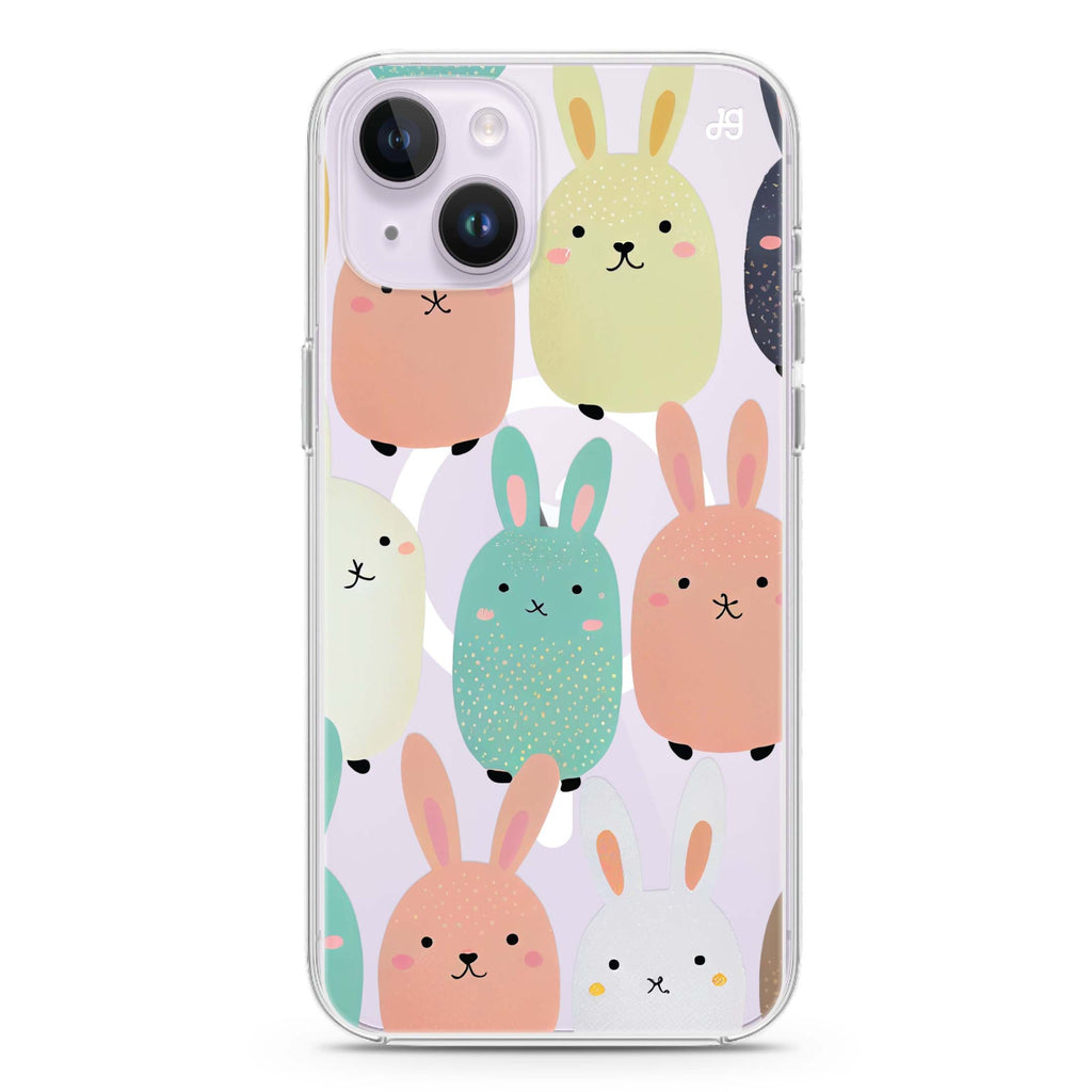 Cute Bunny iPhone 14 Magsafe 兼容水晶透明保護殼