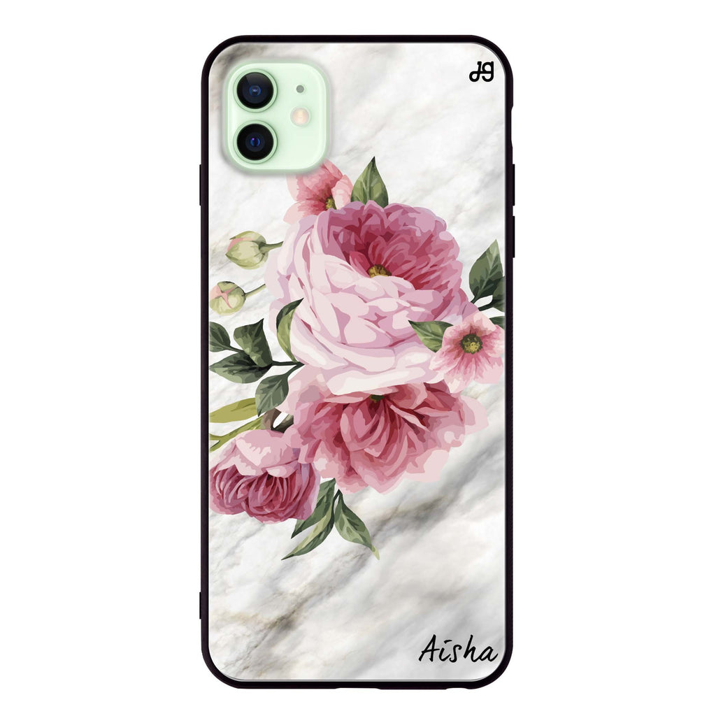 Floral & Marble iPhone 12 mini 超薄強化玻璃殻
