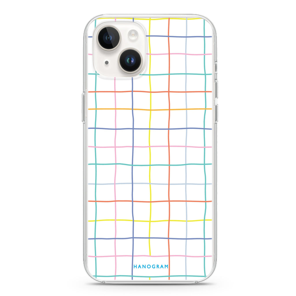 Colourful Checked Pattern iPhone 14 Magsafe 兼容水晶透明保護殼