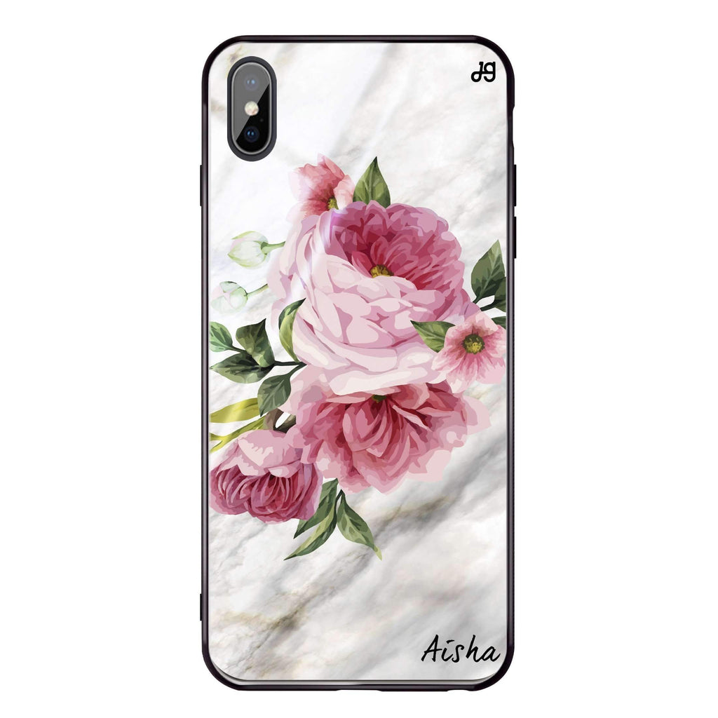 Floral & Marble iPhone XS 超薄強化玻璃殻