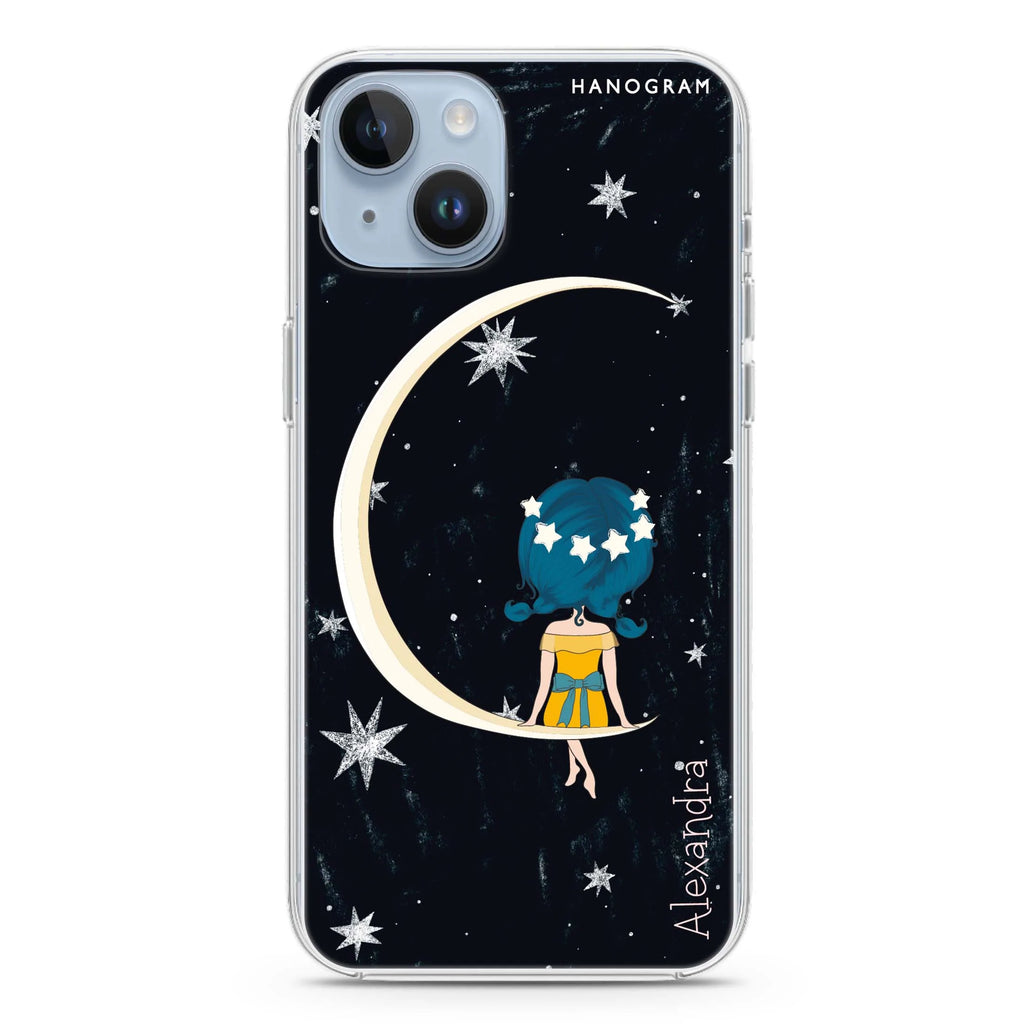 Cute Girl Moon iPhone 14 Plus Magsafe 兼容水晶透明保護殼