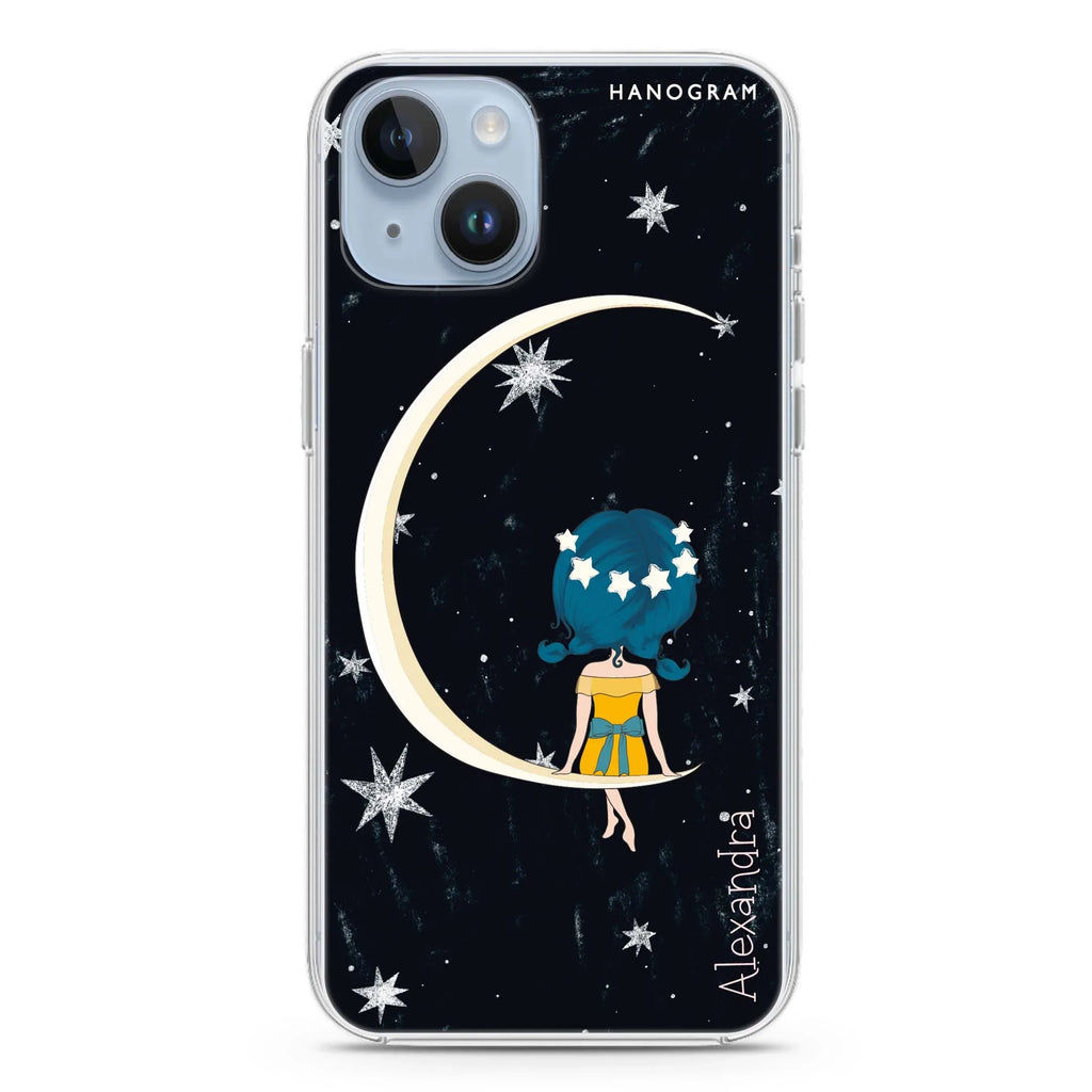Cute Girl Moon iPhone 14 Magsafe 兼容水晶透明保護殼