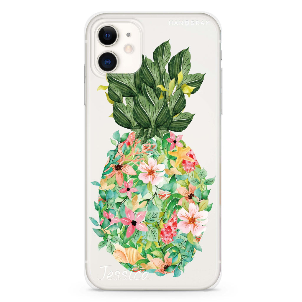 Floral Pineapple iPhone 11 水晶透明保護殼