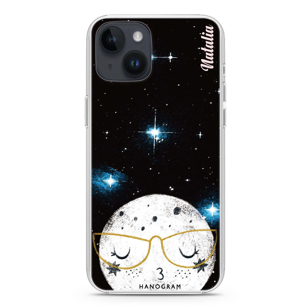 Glasses Moon iPhone 14 Plus Magsafe 兼容水晶透明保護殼