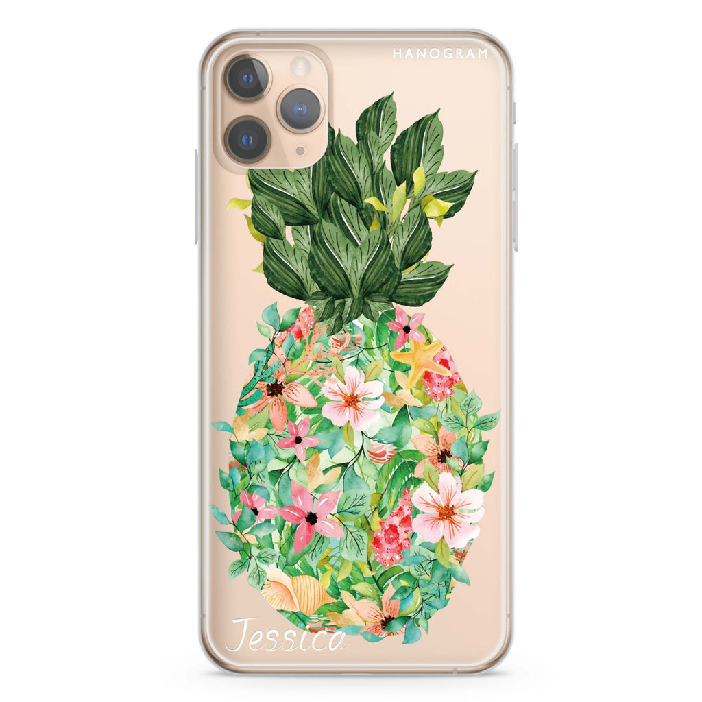 Floral Pineapple iPhone 11 Pro 水晶透明保護殼