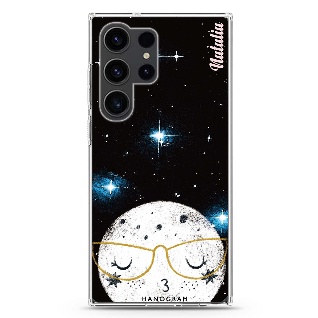 Glasses Moon Samsung Galaxy Ultra 可加名字透明保護殼，適用 S26/S25/S24/S23 Ultra，圖1