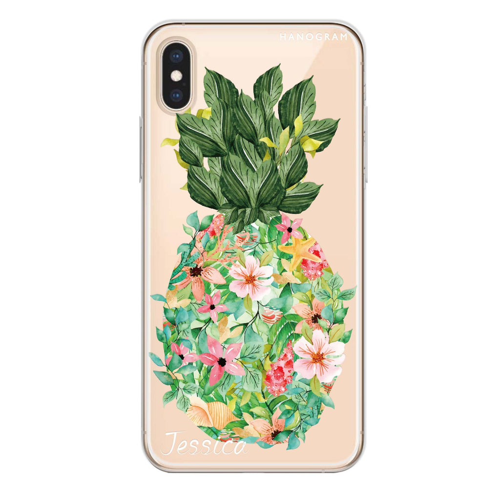 Floral Pineapple iPhone XS 水晶透明保護殼