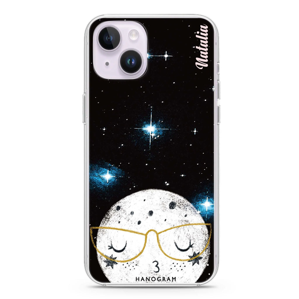 Glasses Moon iPhone 14 Magsafe 兼容水晶透明保護殼