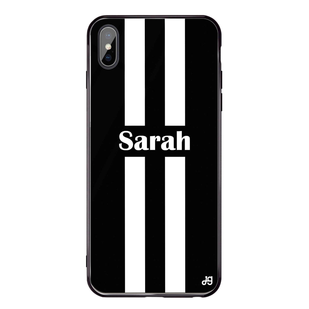 Black and white Stripes iPhone XS 超薄強化玻璃殻