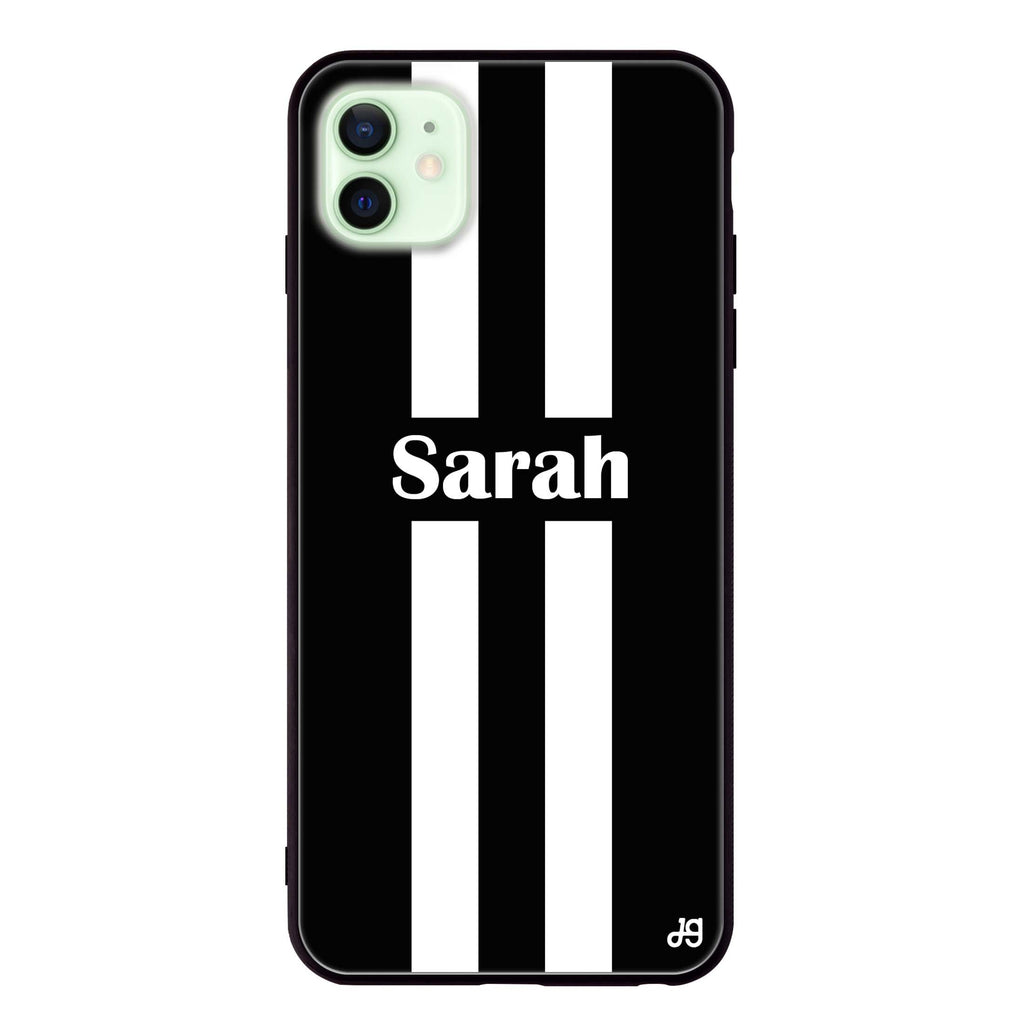 Black and white Stripes iPhone 12 mini 超薄強化玻璃殻