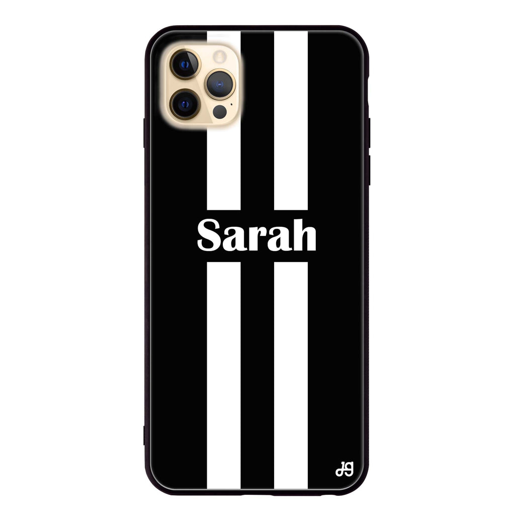Black and white Stripes iPhone 12 Pro 超薄強化玻璃殻