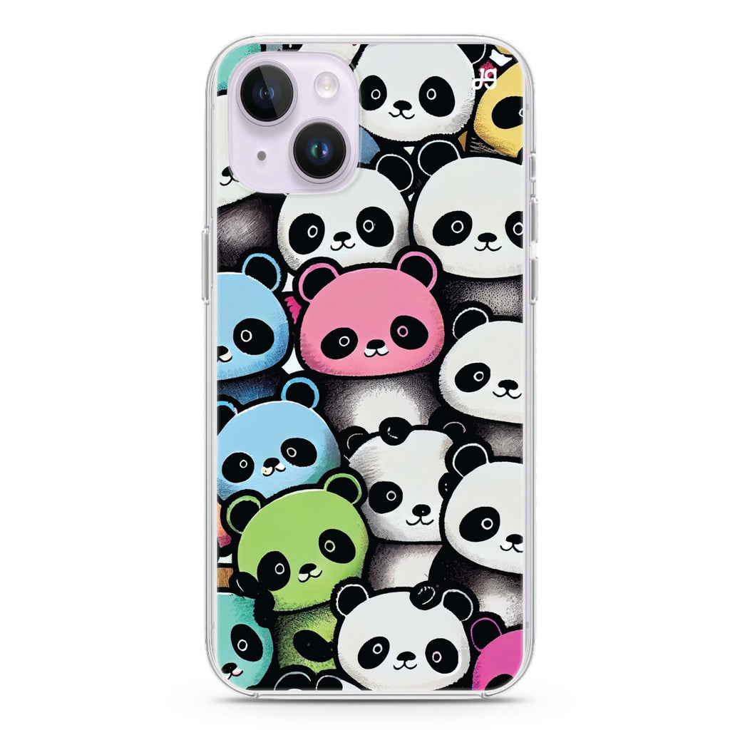 Cute Pandas iPhone 14 Magsafe 兼容水晶透明保護殼