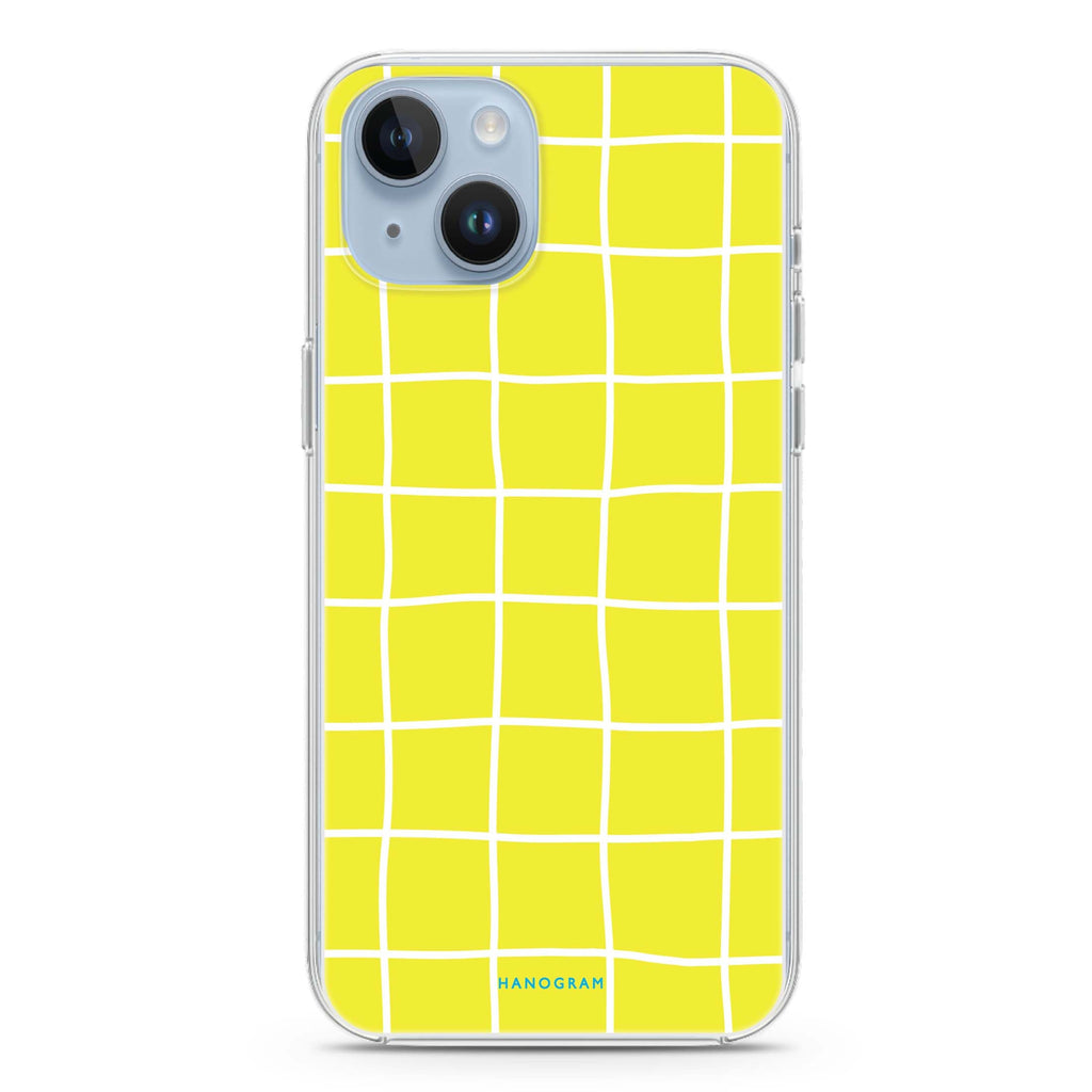 Yellow Checked Pattern iPhone 14 水晶透明保護殼