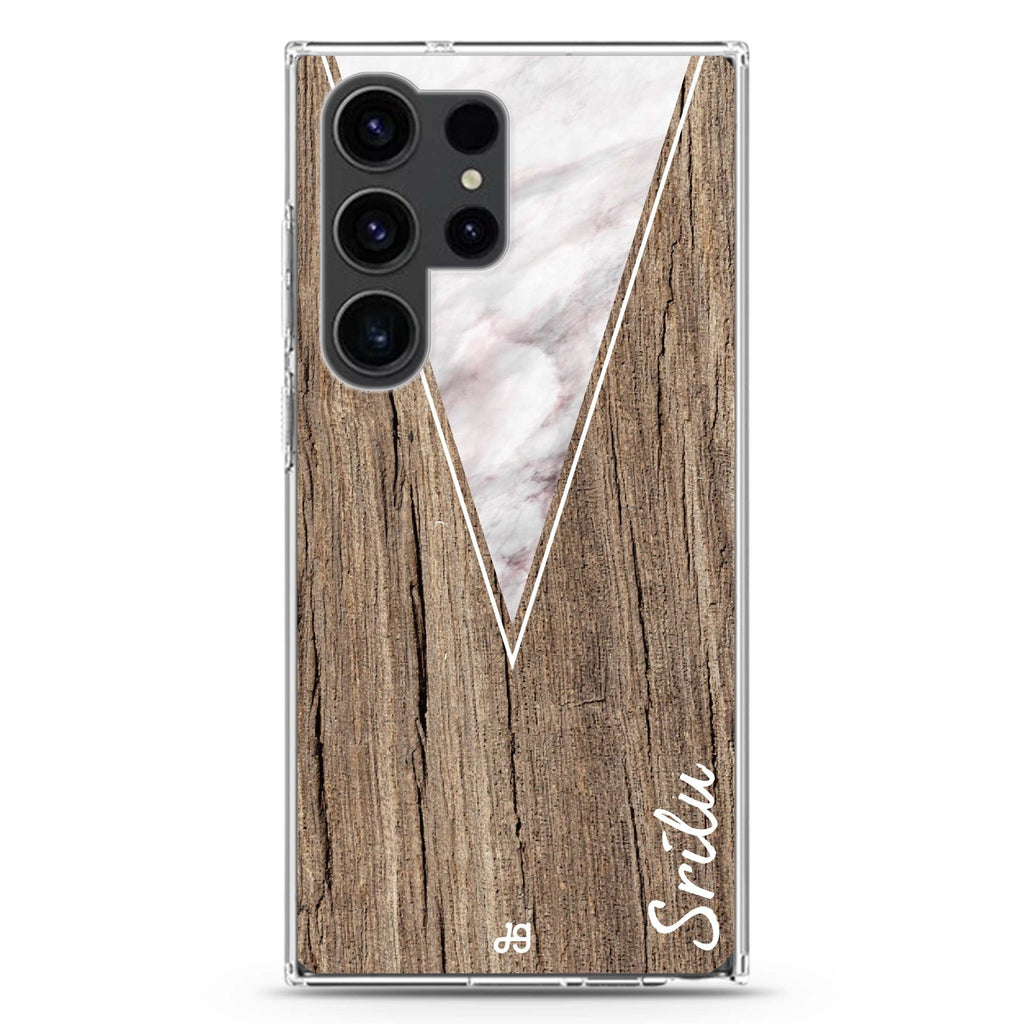 Marble & Wood II Samsung Galaxy Ultra 可加名字透明保護殼，適用 S26/S25/S24/S23 Ultra，圖1